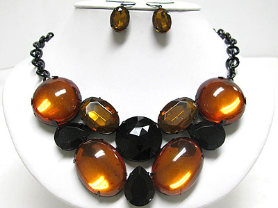 Wholesale Granite on Wholesale Multi Glass Stone Bib Style Necklace Set