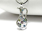 WHITE GOLD PLATING CRYSTAL POT PENDANT NECKLACE