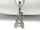 WHITE GOLD PLATING CRYSTAL CASTLE PENDANT NECKLACE