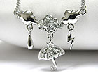 WHITE GOLD PLATING CRYSTAL CLOUD AND UMBRELLAR RAIN THEME  NECKLACE