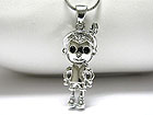 WHITE GOLD PLATING CRYSTAL INDIAN BOY PENDANT NECKLACE
