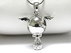 WHITE GOLD PLATING CRYSTAL FLYING AIR BALLOON PENDANT NECKLACE