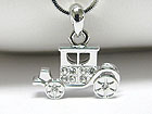 WHITE GOLD PLATING CRYSTAL WAGON PENDANT NECKLACE