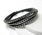 RHINESTONE AND RUBBER CORD COVER WRAP BRACELET