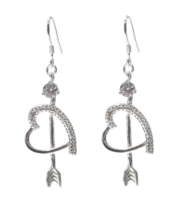 925 STERLING SILVER PLATING HEART AND ARROW EARRING -valentine