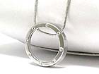 WHITE GOLD PLATING CRYSTAL STUD CIRCLE PENDANT NECKLACE