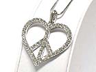 WHITE GOLD PLATING CRYSTAL PEACE PATTERN HEART NECKLACE