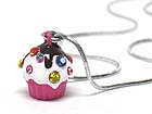 WHITE GOLD PLATING CRYSTAL STUD MINIATURE ICE CREAM CUP NECKLACE