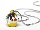 WHITE GOLD PLATING CRYSTAL STUD MINIATURE ICE CREAM CUP NECKLACE