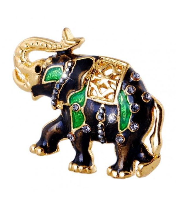 CRYSTAL AND EPOXY ELEPHANT PIN OR BROOCH