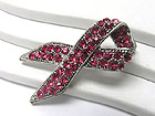 CRYSTAL STUD PINK RIBBON BROOCH OR PIN