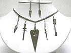 MULTI METAL CHARM DANGLE NECKLACE SET
