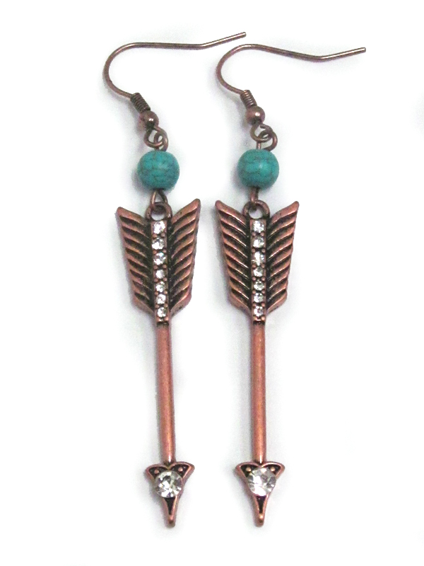 METAL TEXTURED BOW AND ARROW EARRINGS 