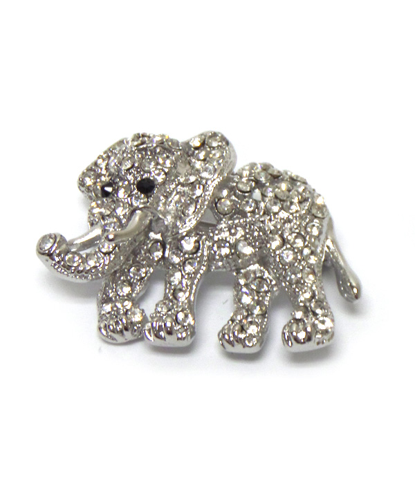 ELEPHANT WITH CRYSTALS BROOCH