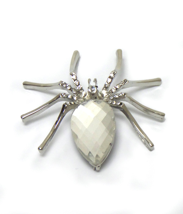 CRYSTALS WITH CLEAR STONE SPIDER BROCH