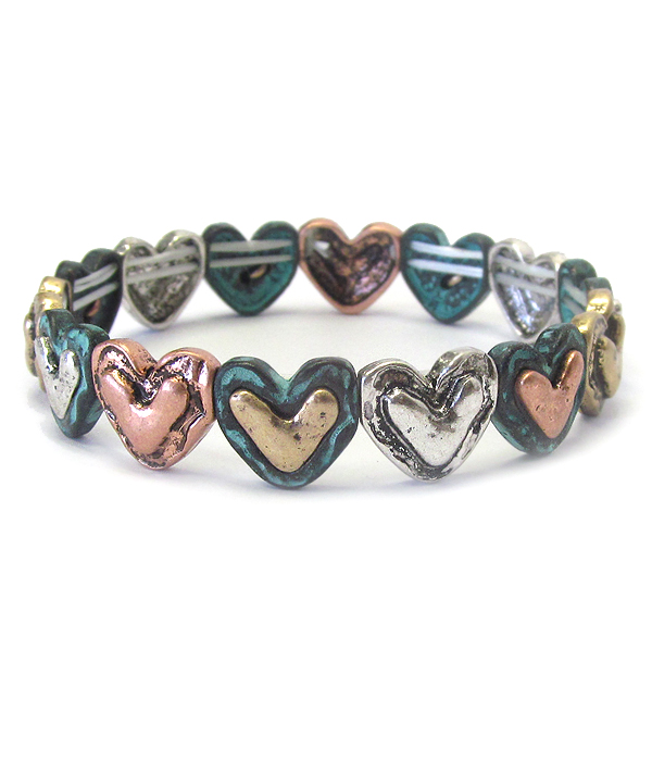 Multi heart link stretch bracelet