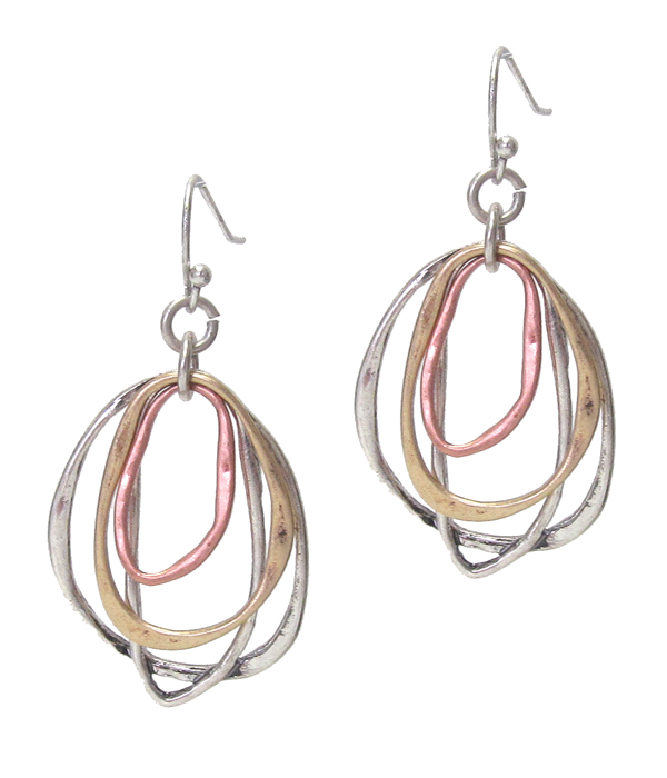 Multi metal oval mix earring
