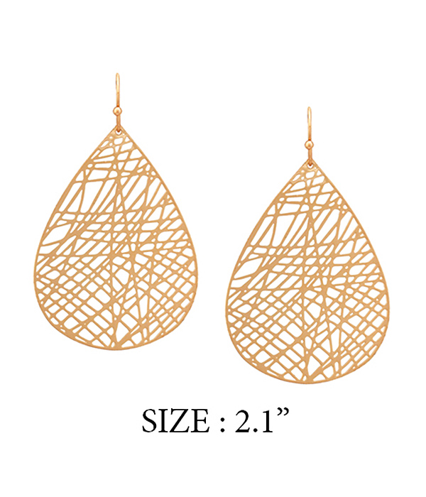 METAL FILIGREE TEARDROP EARRING