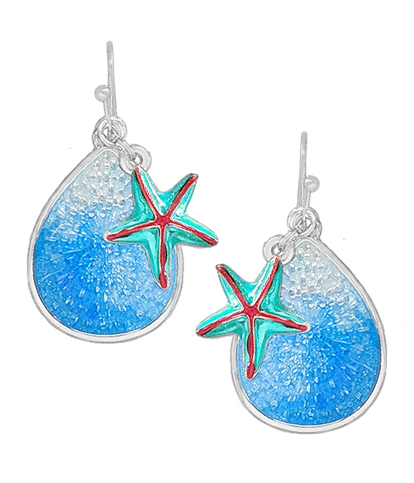 Sealife theme epoxy ocean dangle earring - starfish