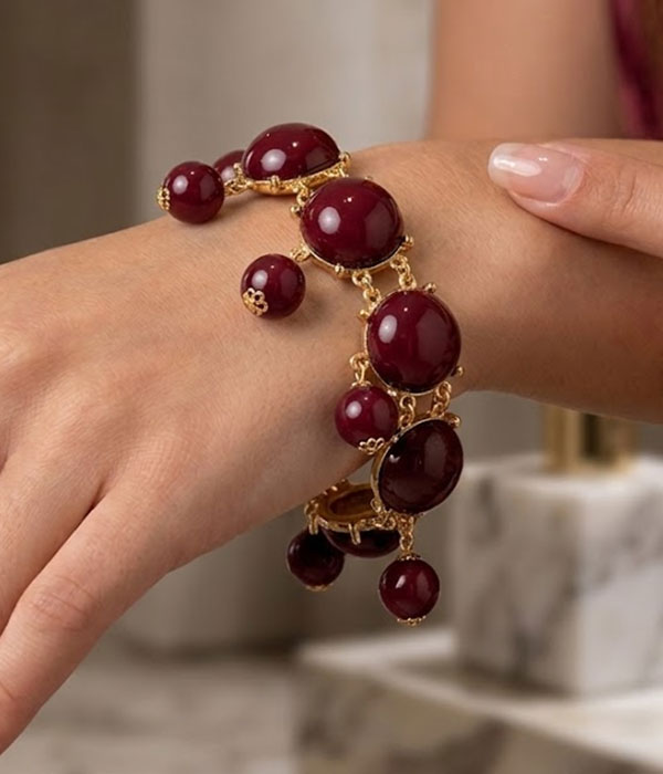 Multi acryl puffy round bubble toggle bracelet