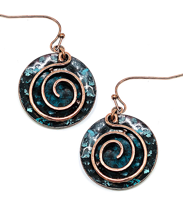 Metal swirl disc earring