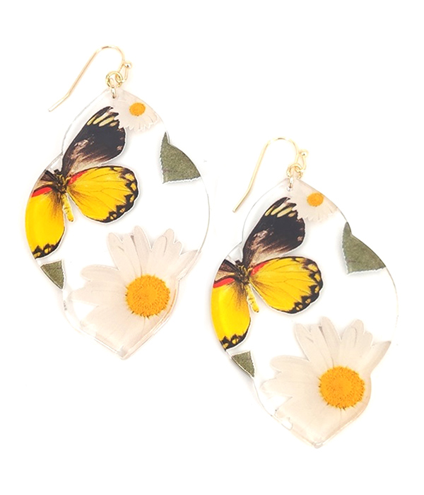 BUTTERFLY AND FLOWER EARRING