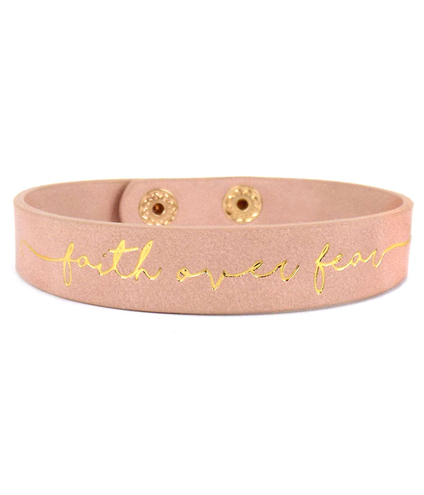 Religious theme leatherette bracelet - faith over fear