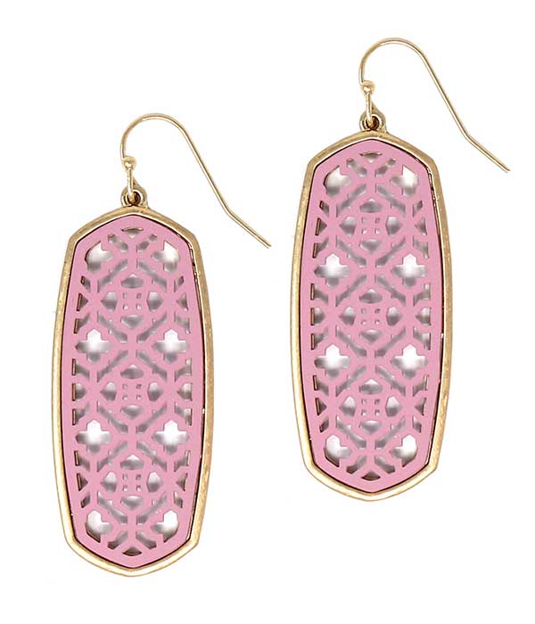 Metal filigree color coat earring