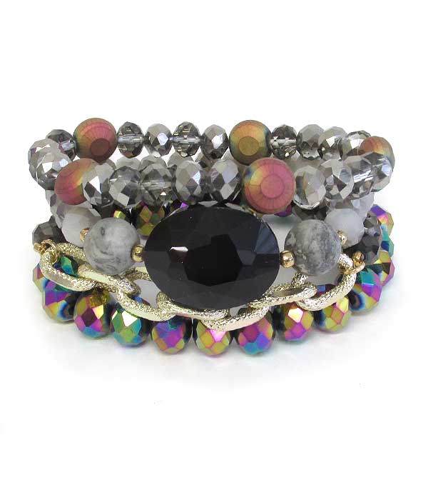 MULTI STONE MIX 4 STRETCH BRACELET SET
