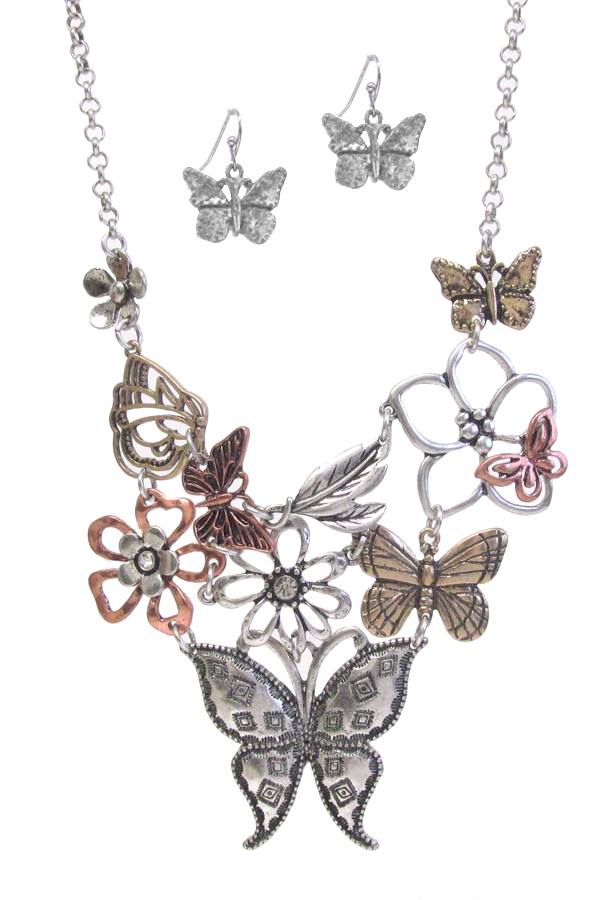 Garden theme necklace set - butterfly