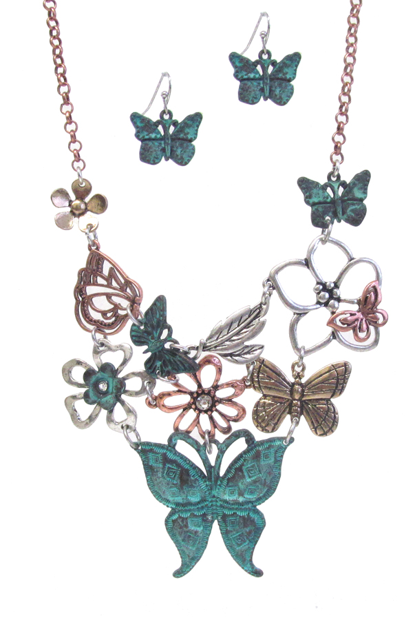 Garden theme necklace set - butterfly