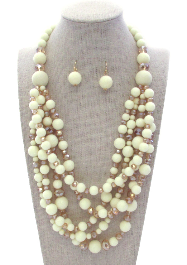 Multi ball bead mix layered chunky necklace set