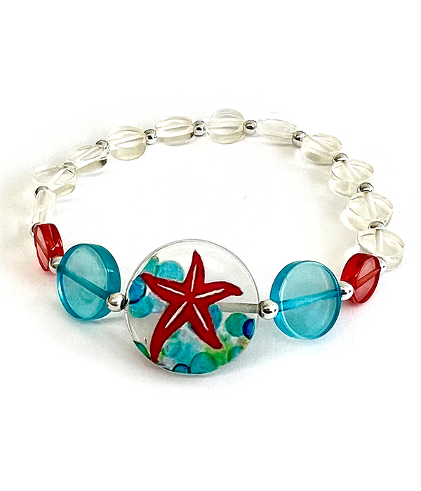Sealife theme acetate stretch bracelet - starfish