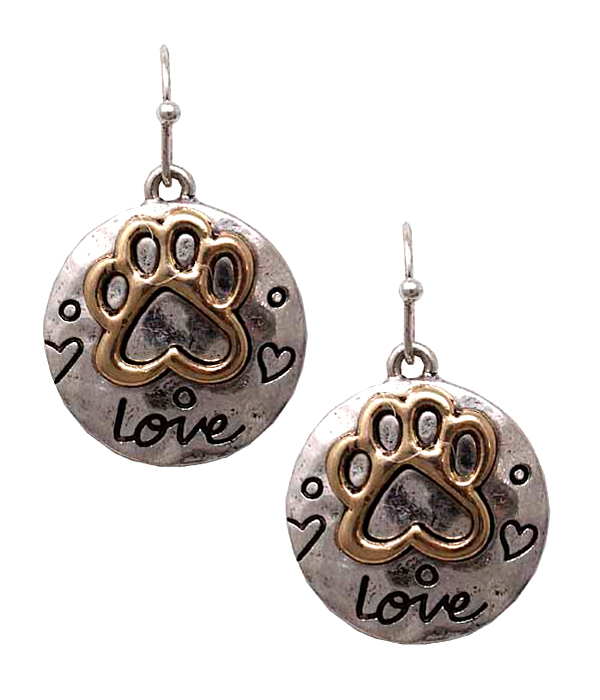 Pet lovers disc earring - paw print