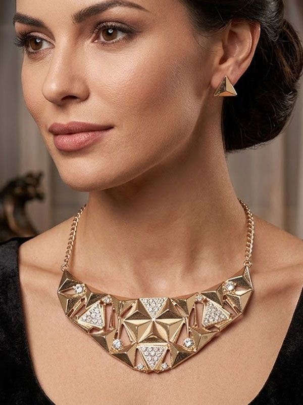 Spring statement half chocker metal statement necklace set