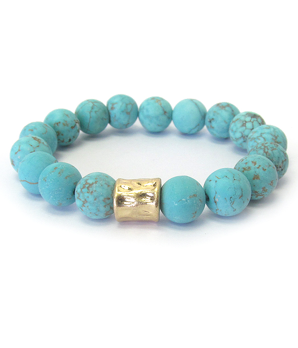 Semi precious stone stretch bracelet - turquoise