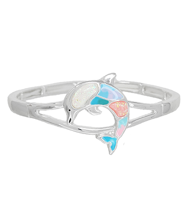 Sealife theme epoxy bangle bracelet - dolphin