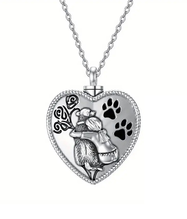 Pet lovers theme dog and heart necklace