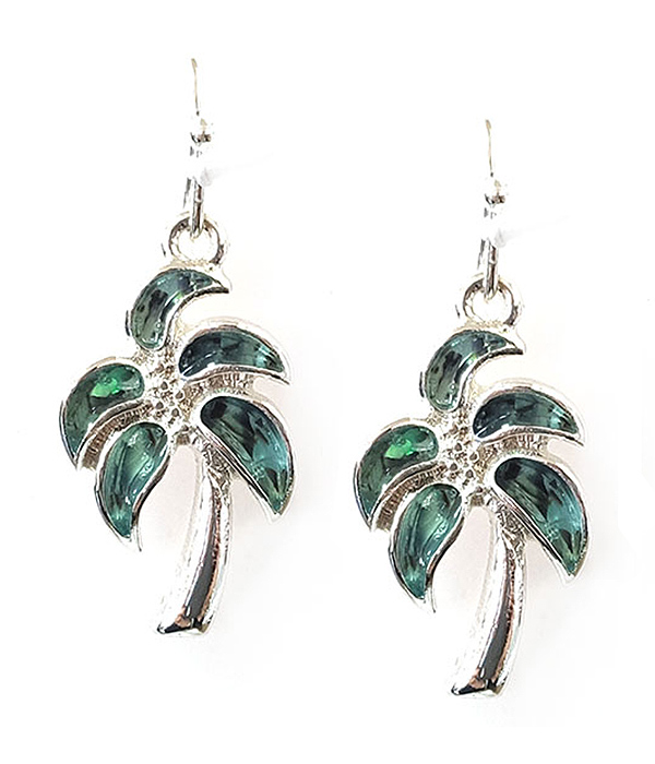 Abalone palm tree earring