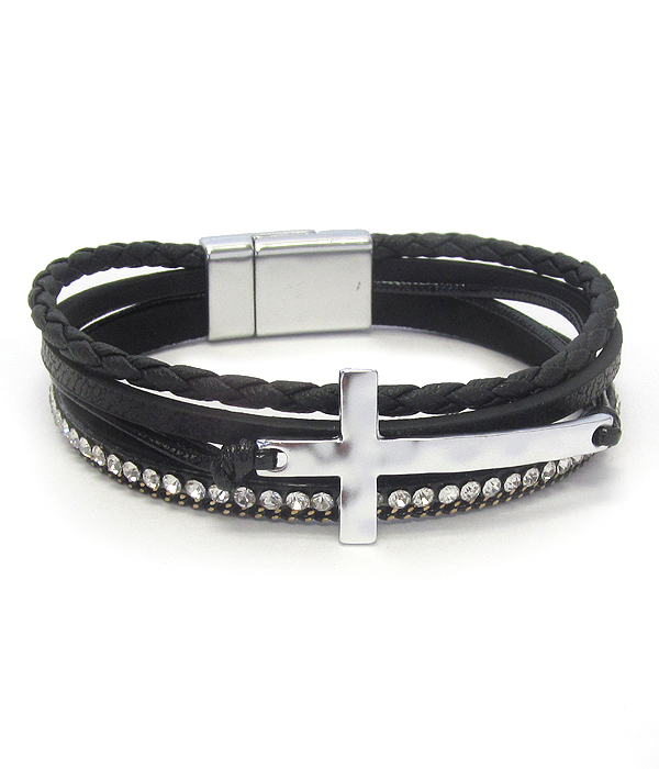 Multi layer cross magnetic bracelet