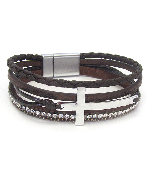 Multi layer cross magnetic bracelet
