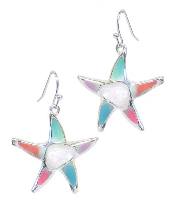 Sealife theme mix opal earring - starfish