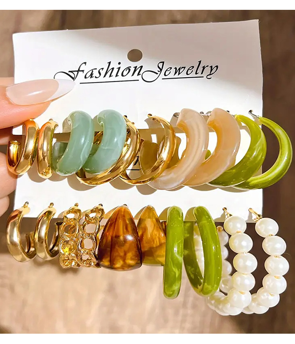 10 pair mix hoop earring set