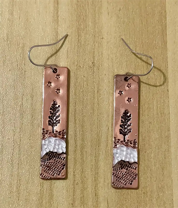 Star and tree metal bar earring