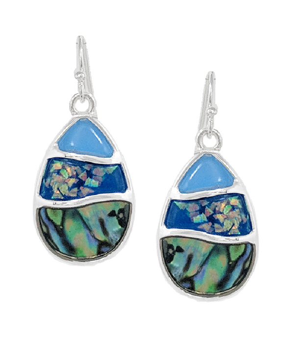 Sealife theme opal teardrop earring