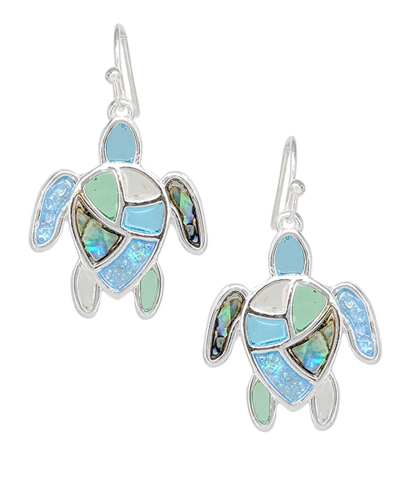 Sealife theme window epoxy earring - turtle