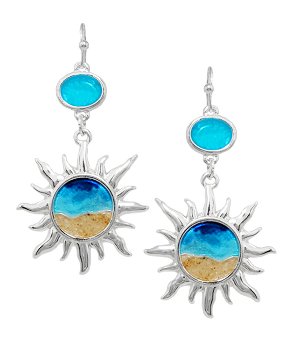 Sealife theme sand and ocean inspired earring - sun