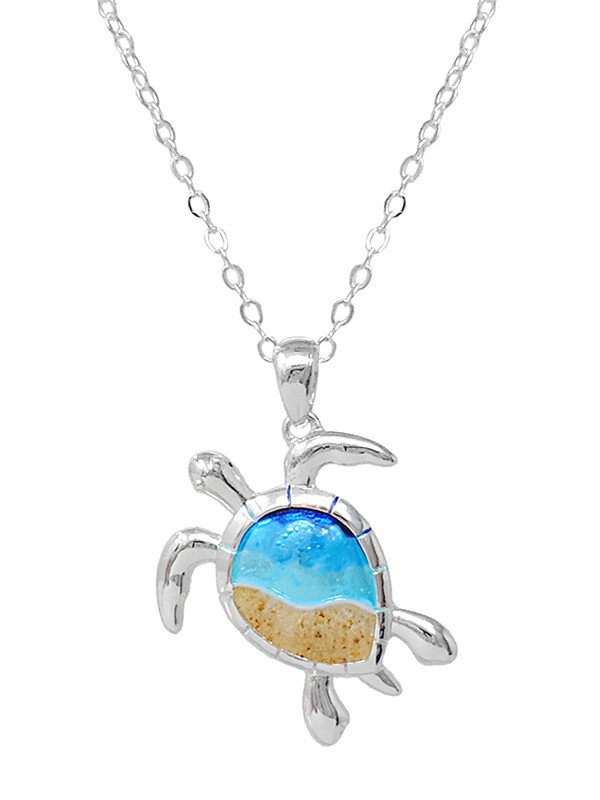 Sealife theme sand and ocean inspired necklace - turtle