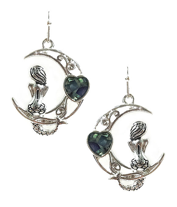 Sealife theme moon and mermaid earring