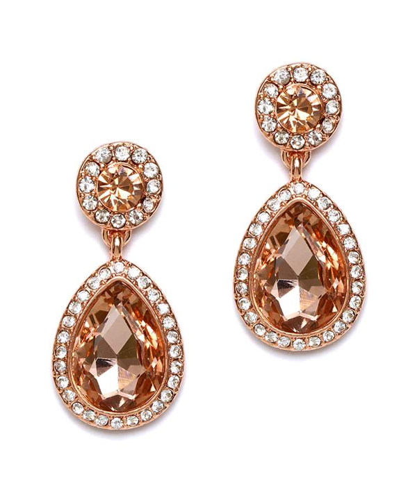Crystal round and teardrop earring